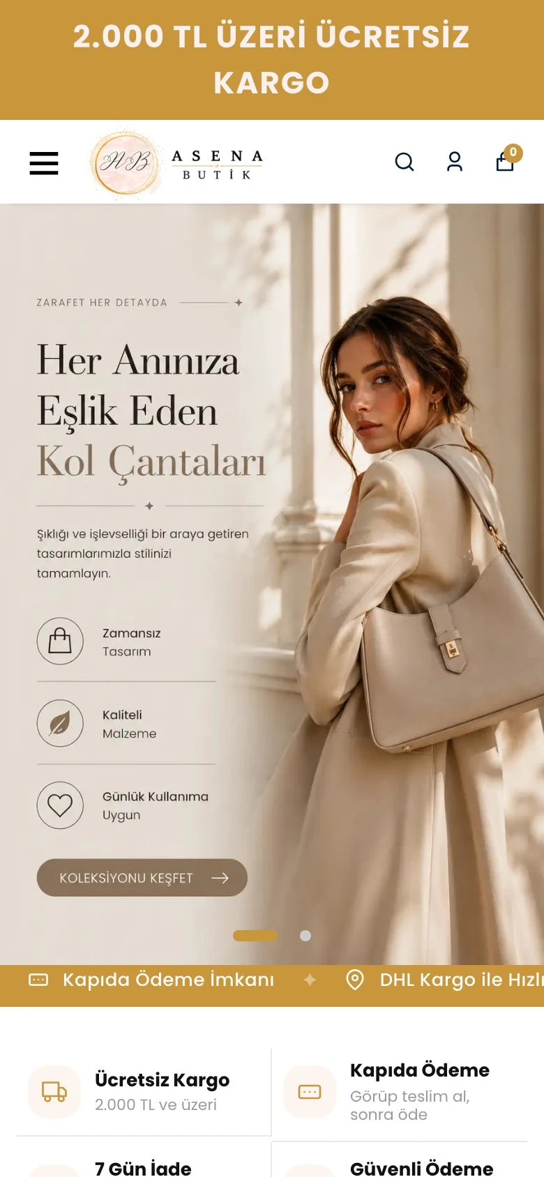 Asena Boutique mobile view
