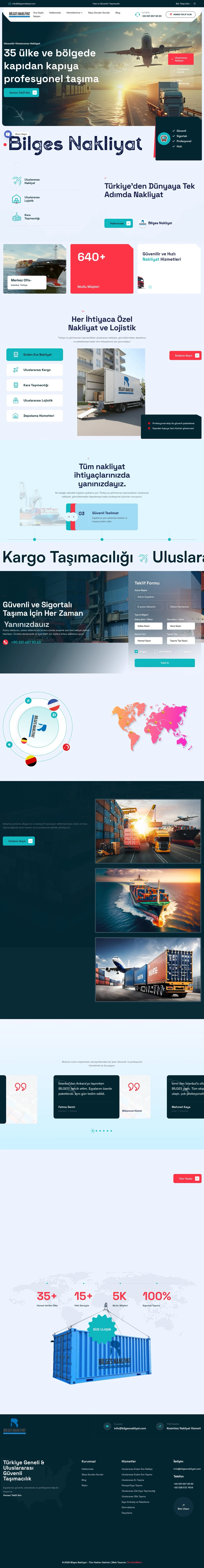 BİLGES Logistics full-page view