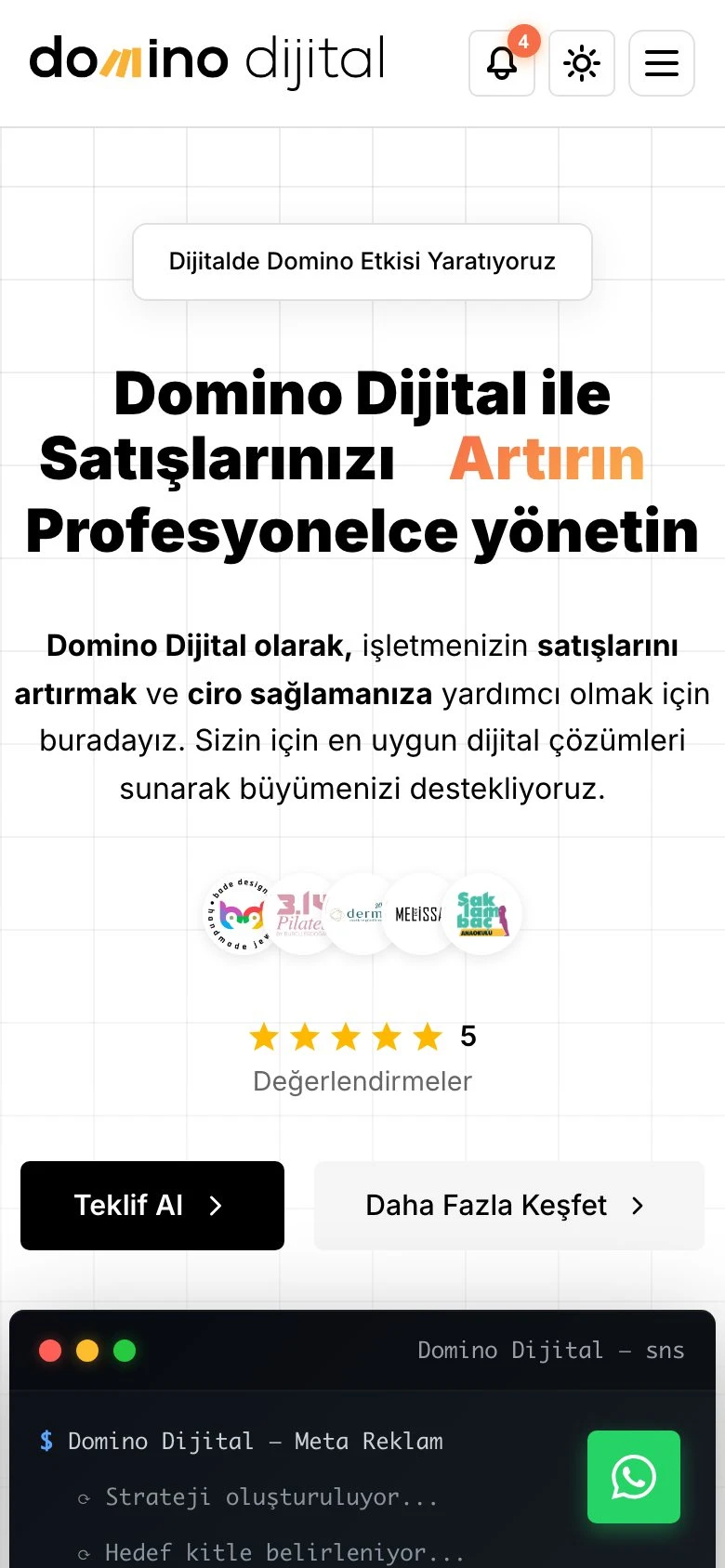 Domino Digital mobile view