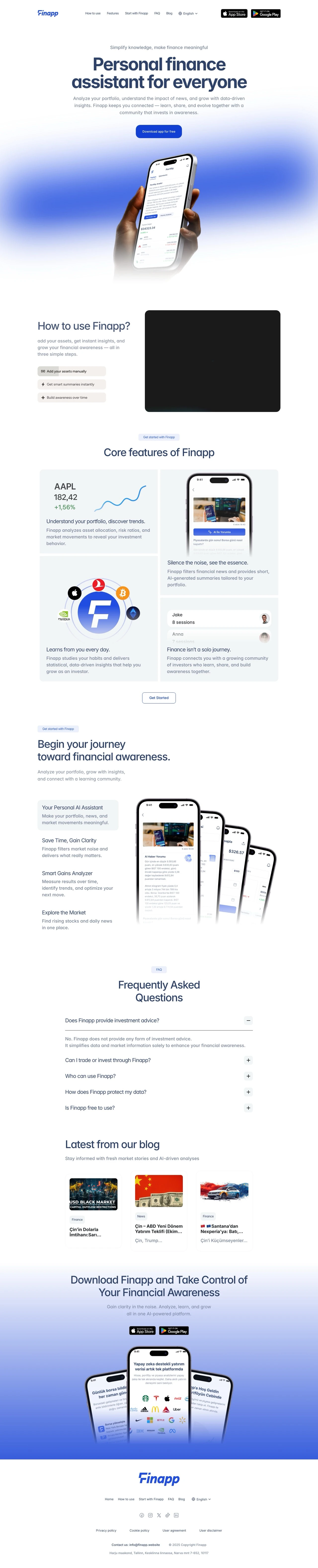 Finapp full-page view